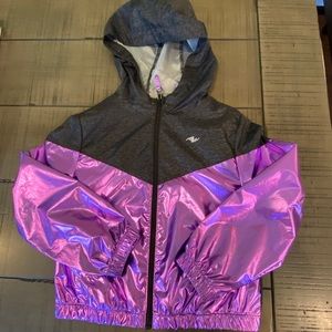ATHLETIC WORKS Girls Shiny Zip Up Jacket